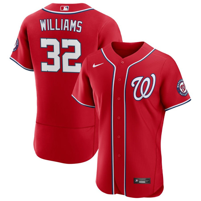 Men's Washington Nationals #32 Trevor Williams Red Flex Base Stitched MLB Jersey